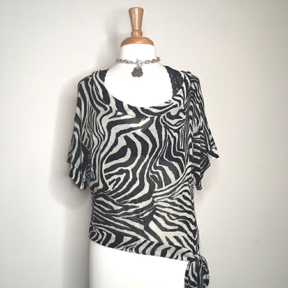 Easel of Los Angeles Fine Gauge Knit Zebra Blouse